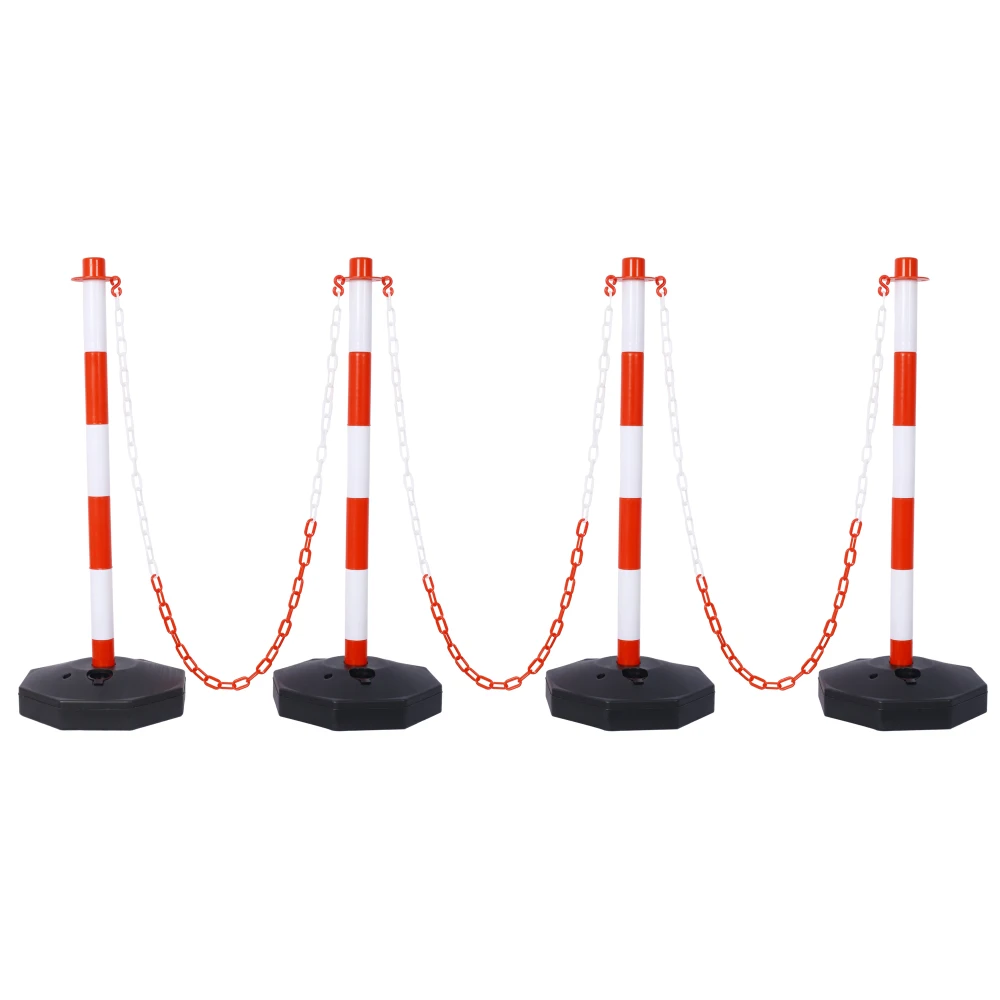 4 Pack Traffic Delineator Post Cones, Adjustable Plastic Barrier with 5Ft Plastic Chain, Crowd Control Stanchion for Traffic