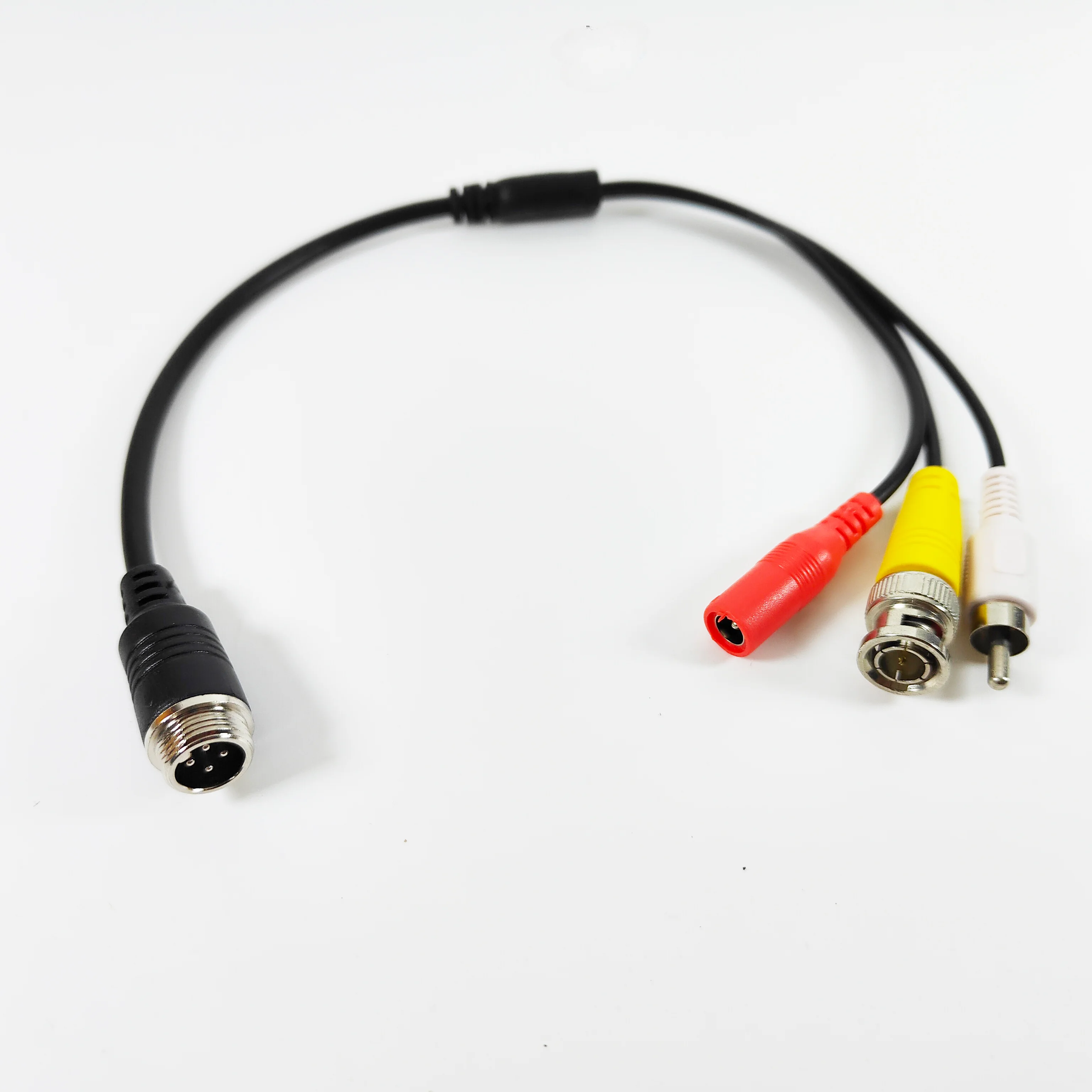 

Video Extension Adapter Wire Cord 4P Aviation Head Female Plug to 2RCA Male DC Male Cable 4P Aviation to BNC