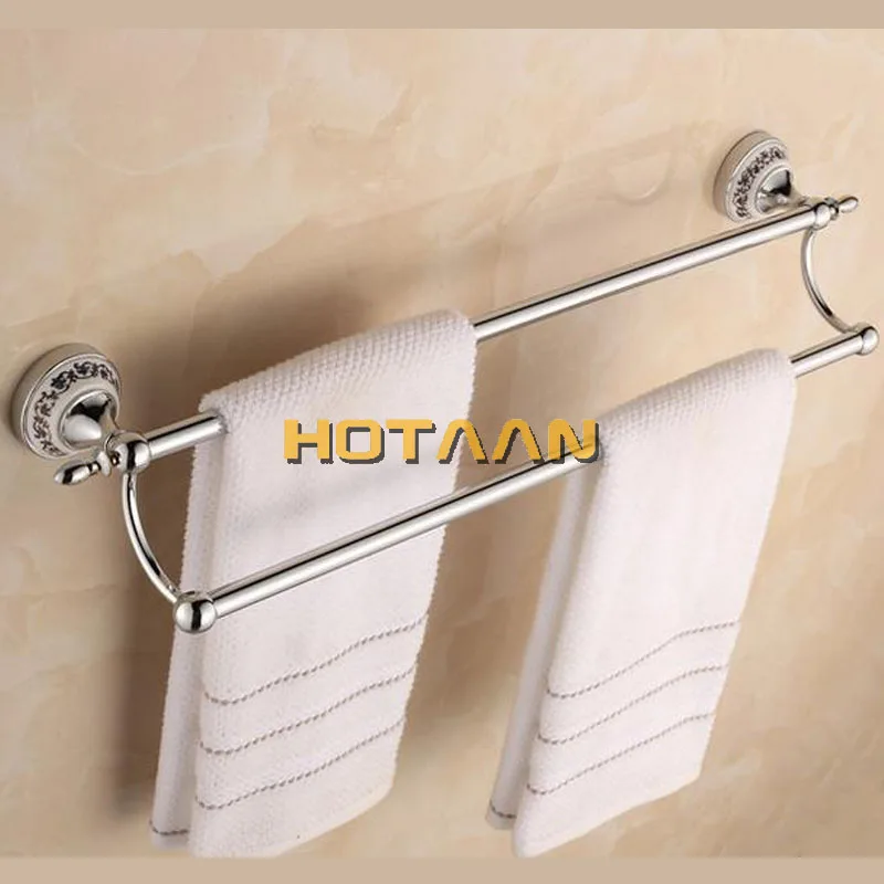 Luxury Towel Rack Wall Mounted Bathroom Accessories Set Ceramic Stainless Steel  Bath Hardware Sets Chrome Toilet Brush Holder