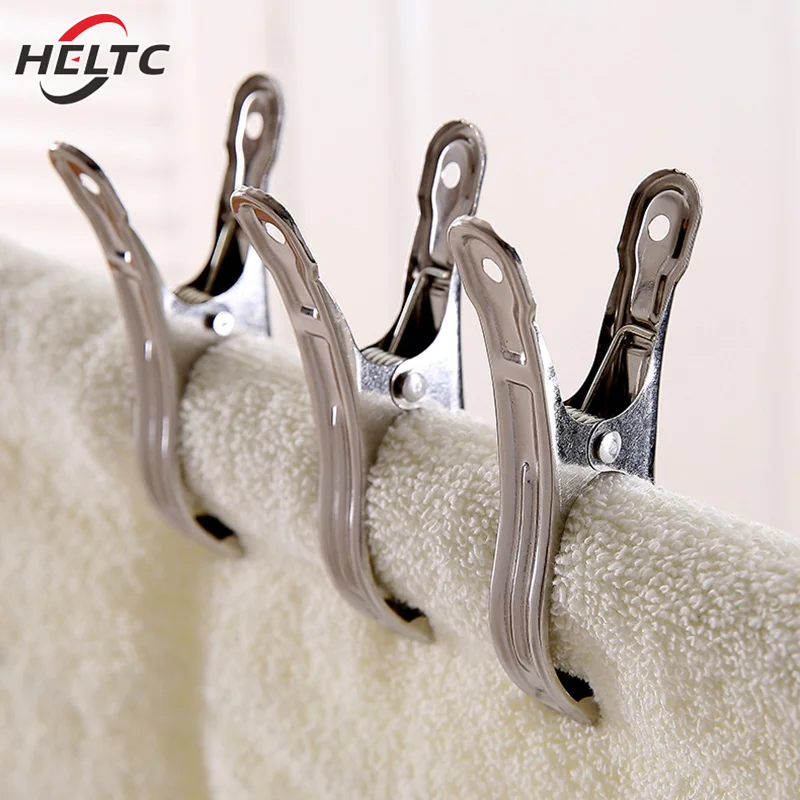 5/6/10/20pcs Stainless Steel Clips Clothespin Big Beach Chair Towel Clip Clamp For Quilt Windproof Clipping Clamps Accessories