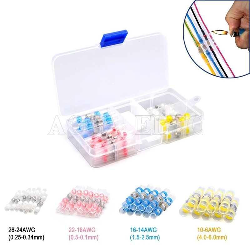 

100Pcs Set Heat Shrink Wire Connectors Solder Sleeves Waterproof Fast Butt Terminals Terminator Electrical Electrician SST