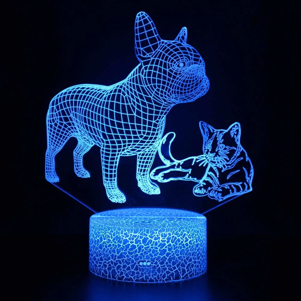 Acrylic Cat 3D Lamp LED Night Light for Kids Room Decor Bedside Lamp 7 Color Change Birthday Gifts for Boys Girls Kids Cat Lover