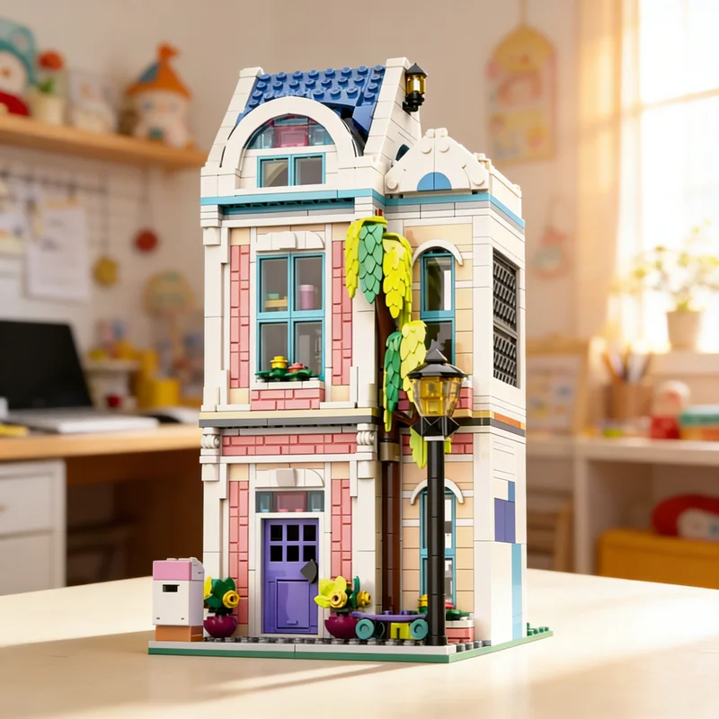 

1096pcs MOC Coral Townhouse Friendse Model Building Blocks DIY Gift Creative Collectible Display Decor Premium Adult Kids Desk