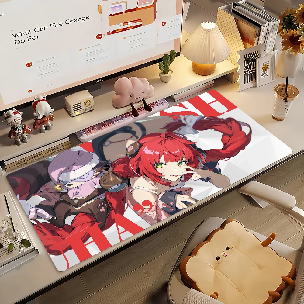 Gaming Mouse Pad, Large Desk Mat, Anti-slip, Stitched Edges, Stylish Red Anime Print, Extended Keyboard Mat for Gamer Office