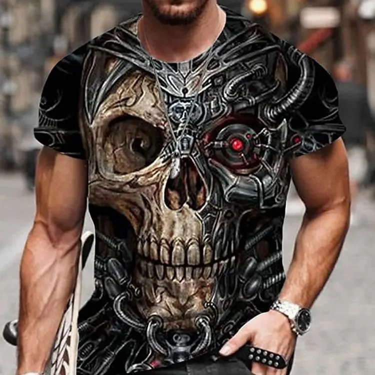 Men\'s T-Shirt For Men Clothing Skull Graphic Horror 3D Print Summer Tops Short Sleeve Fashion Casual Oversized Tee Shirt Street