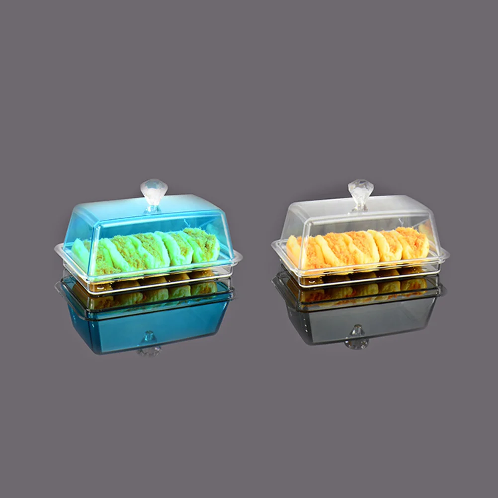 

2Pcs Butter Storage Case Acrylic Cake Box Household Kitchen Supplies Tray Smooth Surface Easy Clean Heat Resistance Suitable