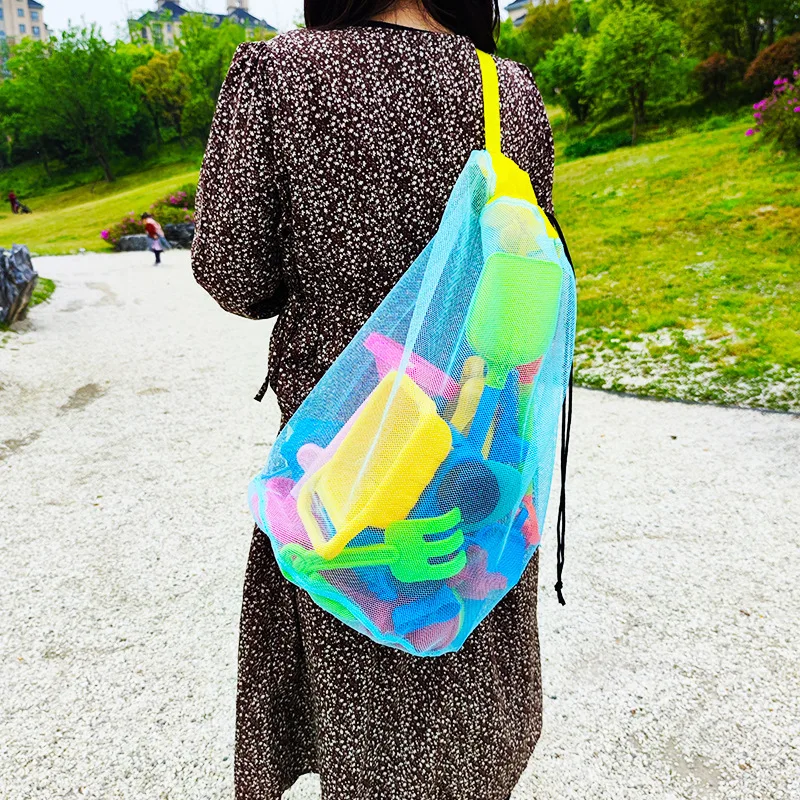 Przenośna worki siatkowe do przechowywania morza dla dzieci zabawki plażowe torba z siateczką zabawa z wodą plecaki ubrań w łazience sportowe dla dzieci