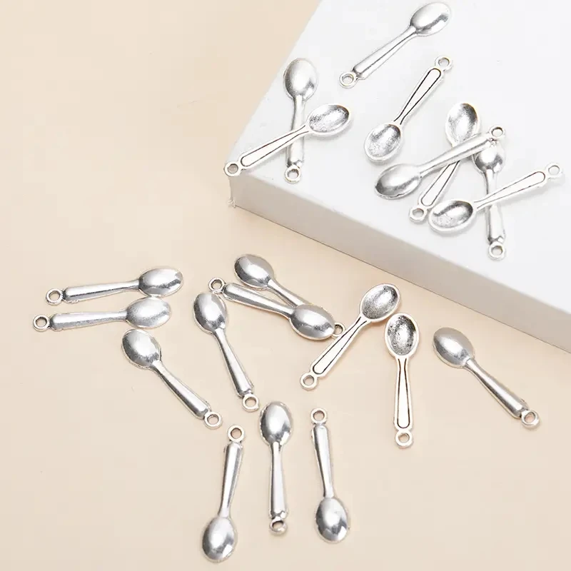 20pcs Silver Color Kitchen Cooking Spoon Charms For Women Men DIY Jewelry Making Accessories