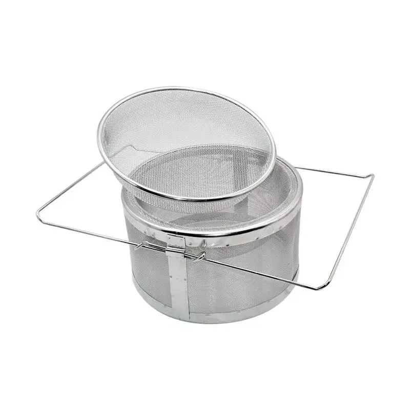 GREENVIVE Double Deep 304 Stainless Steel Honey Filter Easy Flow Agricultural Beekeeping Harvest Strainer