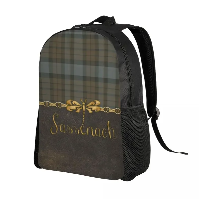 Zaino in pelle e Tartan modello Sassenach per uomo donna impermeabile College School Dragonfly Outlander borsa stampa Bookbag