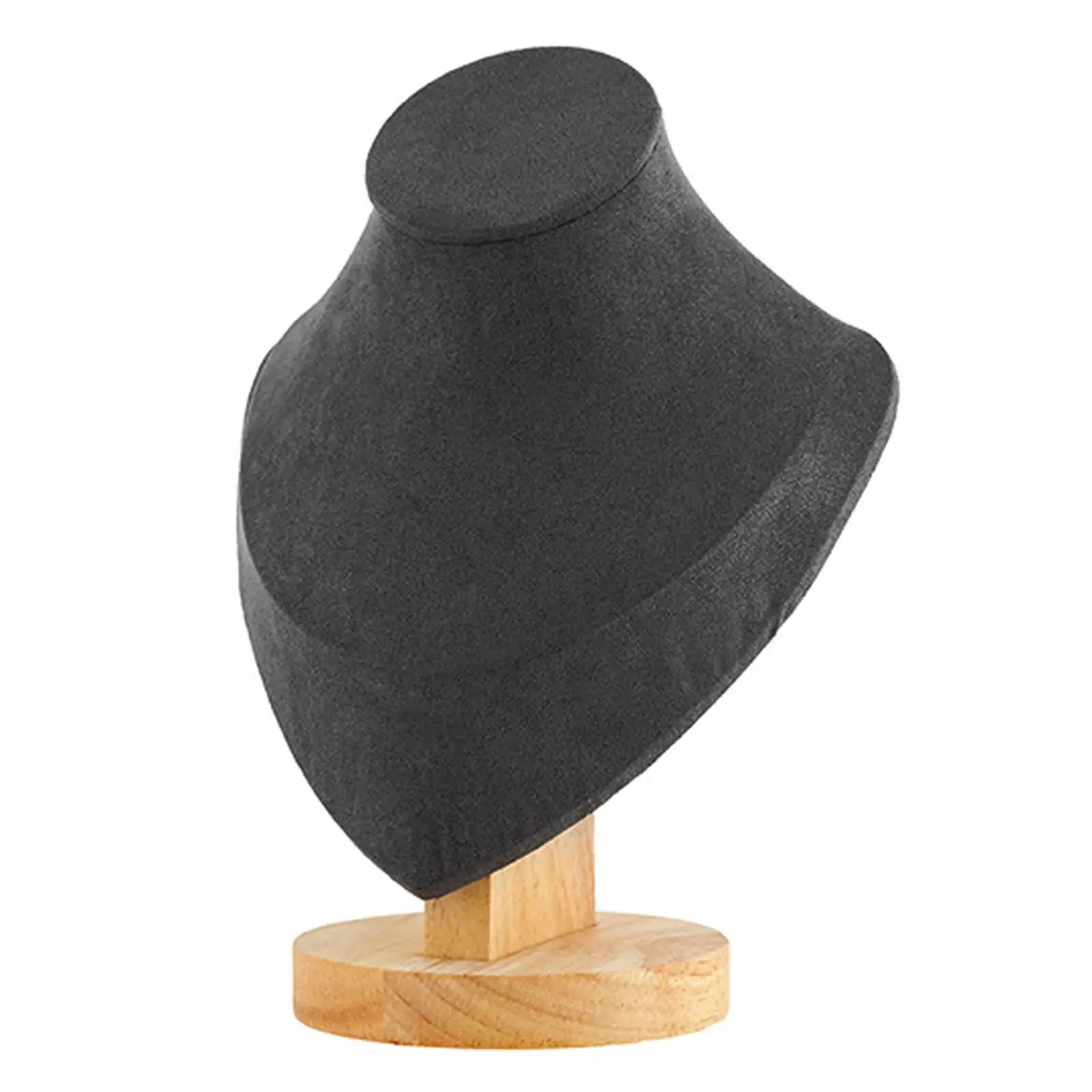 Necklace Bust Jewelry Display Stand Wood Velvet Scratchproof Organizer Rack for Chain Pendant Storage Home Exhibition Stable