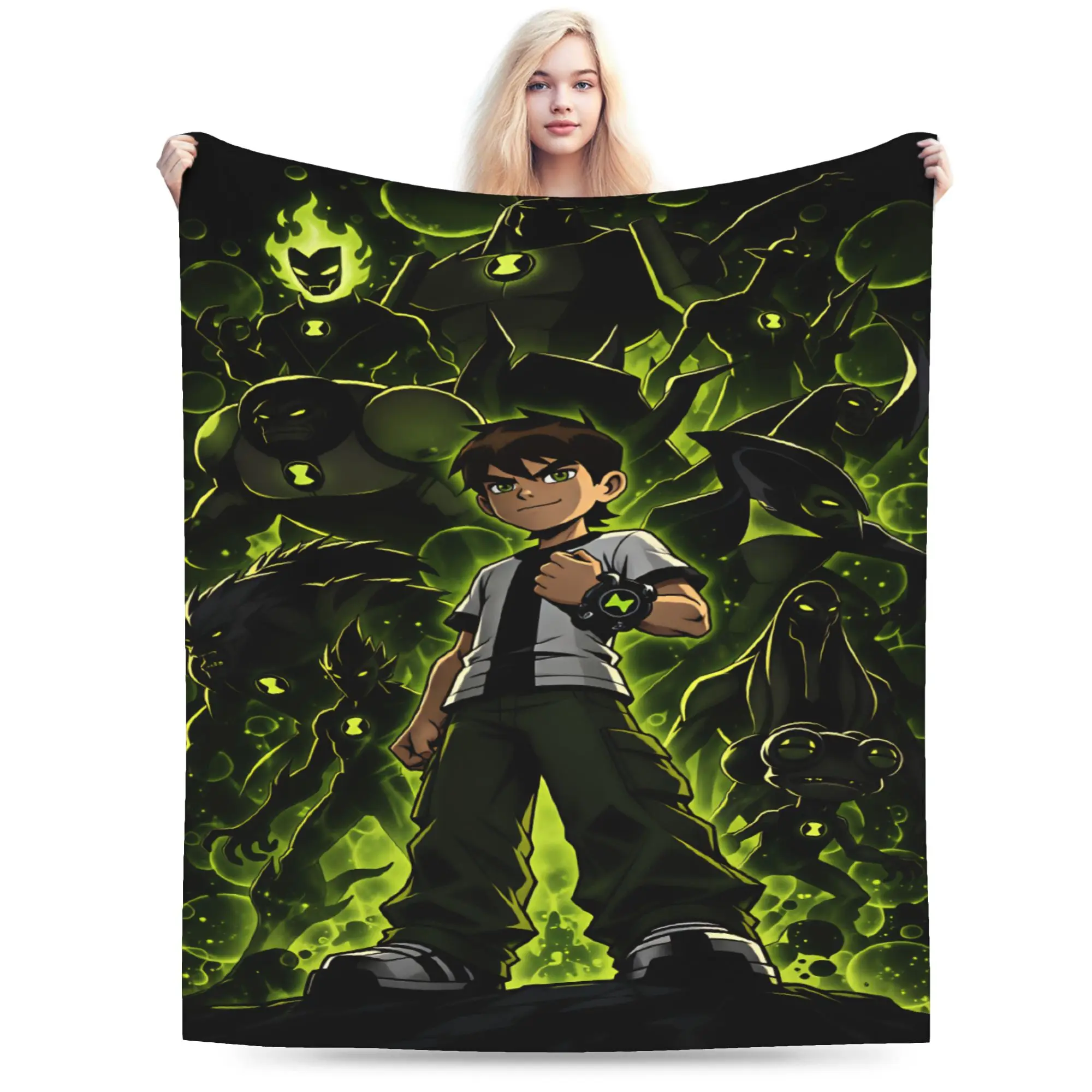 Soft Cozy Bedding Throws Travel Ben 10 Cartoon Blanket  Flannel Bedspread For Couch Chair Novelty Sofa Bed Cover