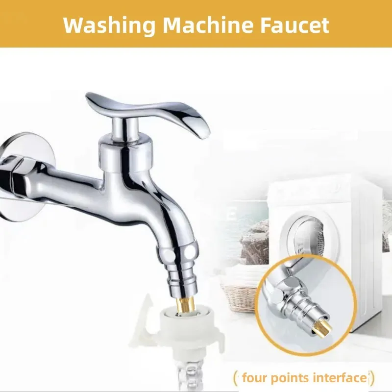 Washing Machine Faucet Single Cold Faucet Lengthened Explosion-proof Thickened Mop Pool Faucet With Automatic Water Stop Device men s fully automatic mechanical watch hollowed out water proof multi functional men s watch