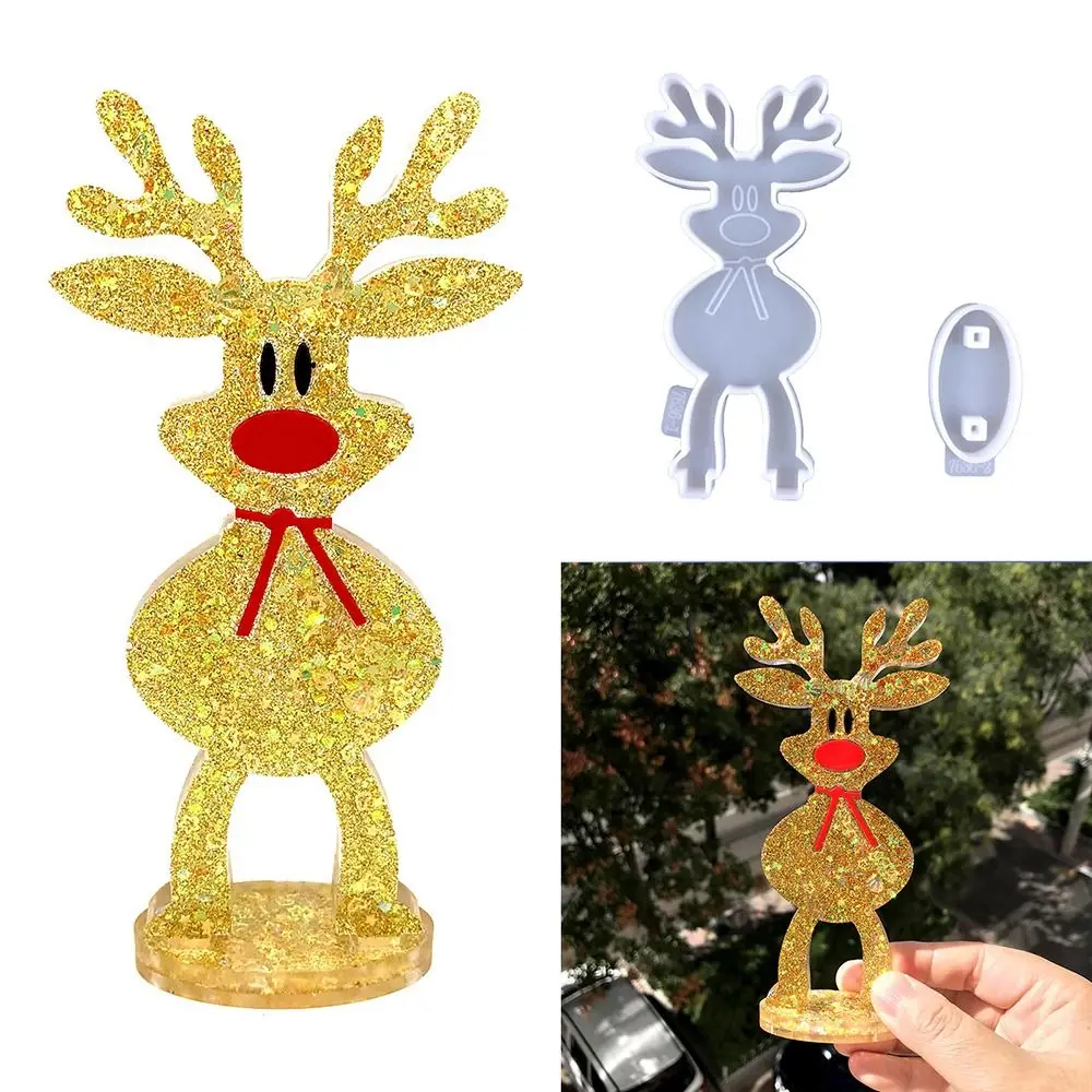 Feito à mão diy artesanato ornamento de mesa moldes de resina molde de fundição natal veados elk molde de silicone