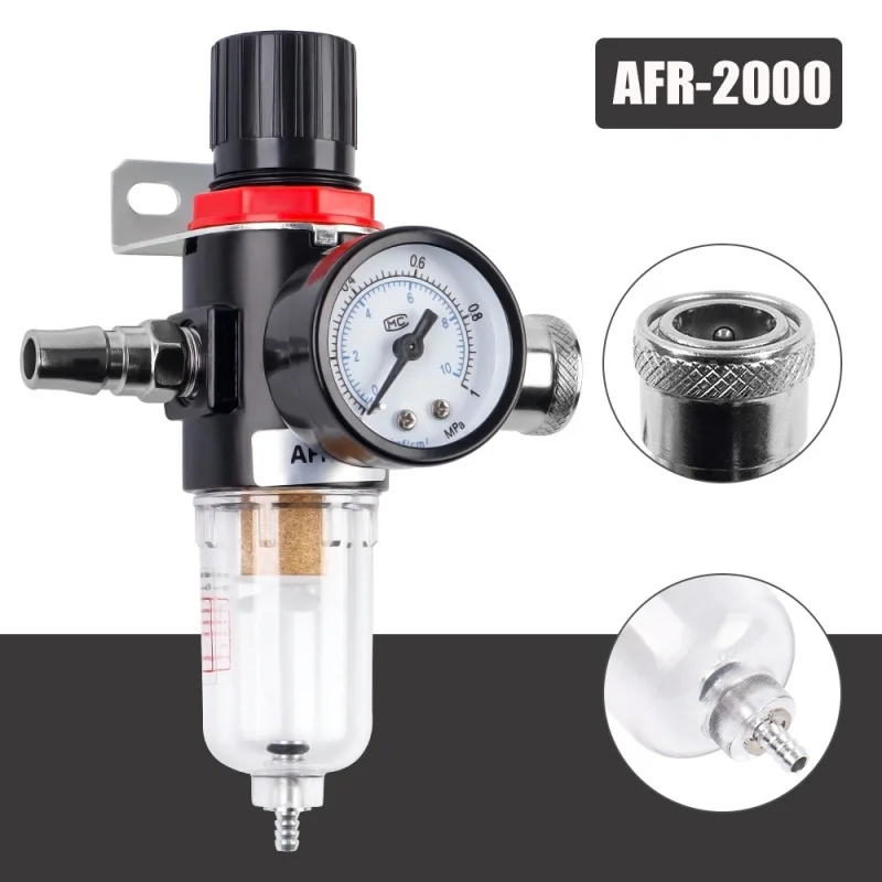 

AFR-2000 Pneumatic Regulator Kit, Oil-Separator with Pressure Gauge, Includes Quick Connectors PM20+SM20, Complete
