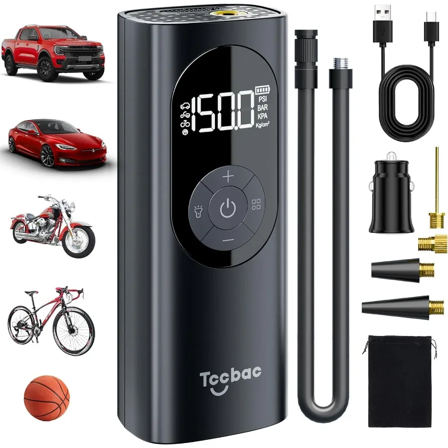 

Portable Tire Inflator Air Compressor for Car with 12V AC DC Power Adapter Kit for Efficient and Convenient Tire Inflation in E