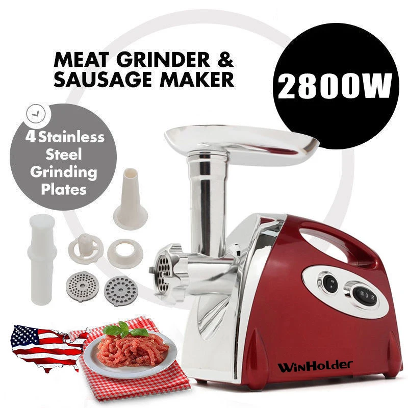 Winholder 2800W Multi-function Electric Meat Grinder Mincer Food Processors Sausage Maker Kitchen Accessories Red White Black