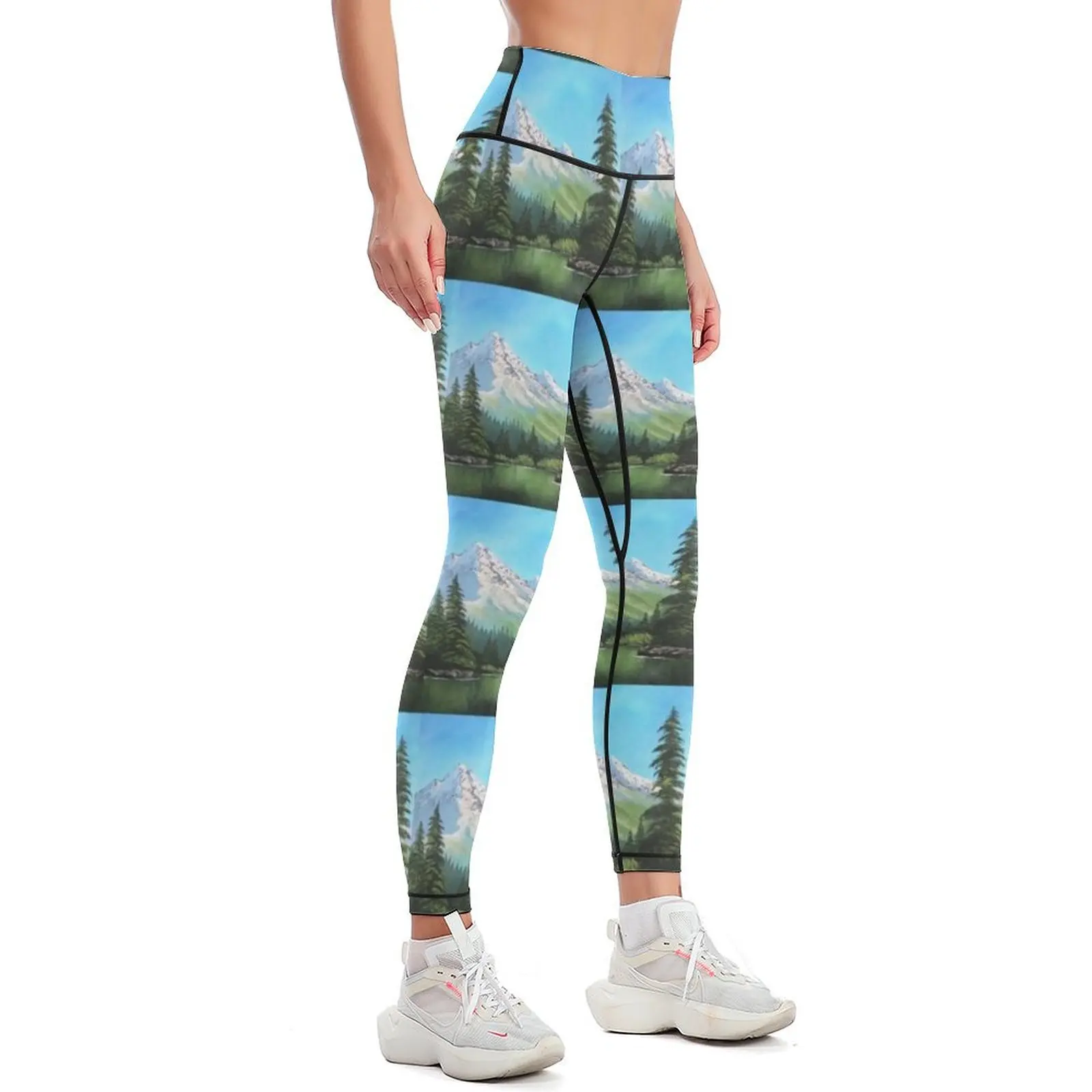 Bob Ross Inspired Landscape - Mountain Art Leggings harem pants Pants sport Womens Leggings