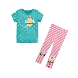 Little maven Baby Girls Clothes Sets Animal Bee and Rabbit Print Girls Tops Leggings 2 piece Suits Children's Clothing Sets