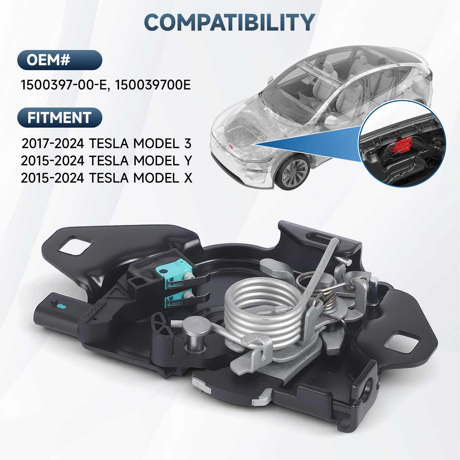

For Tesla Model 3 Y 2021-2024 Latch Release Actuator OE 1500397-00-E Car Front Hood Latch Lock Release Assembly Auto Accessories