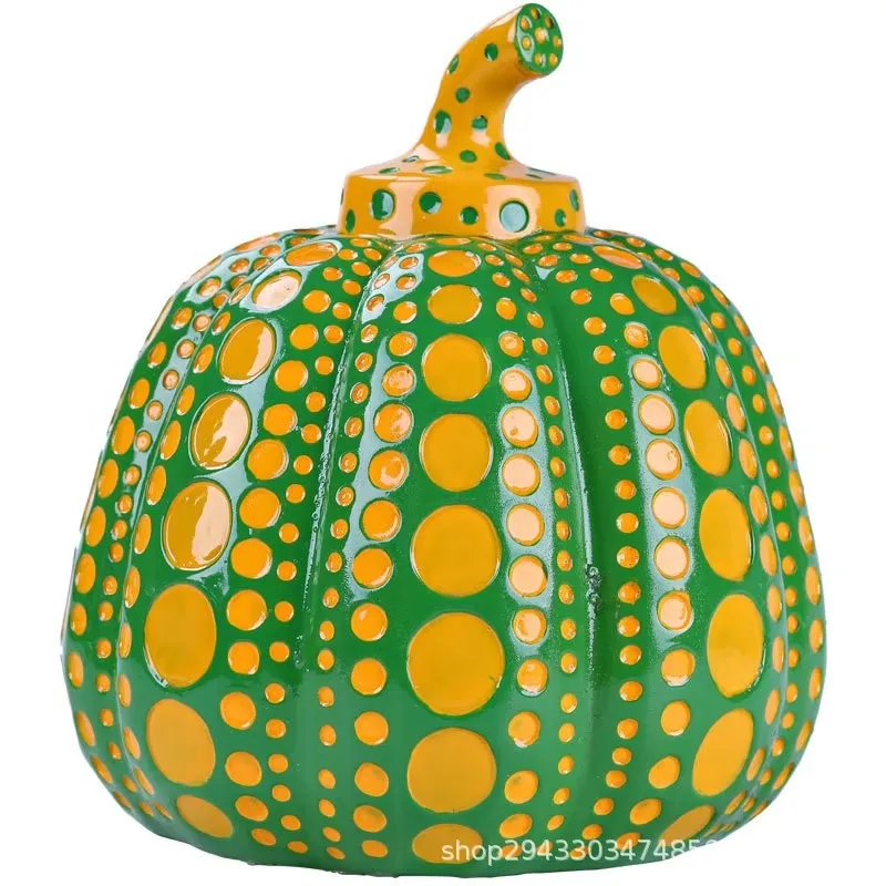 Kusama Yayoi Pumpkin Statue Japanese Art Wave Point Pumpkin Sculpture Morden Resin Crafts Office Home Interior Decor Gifts