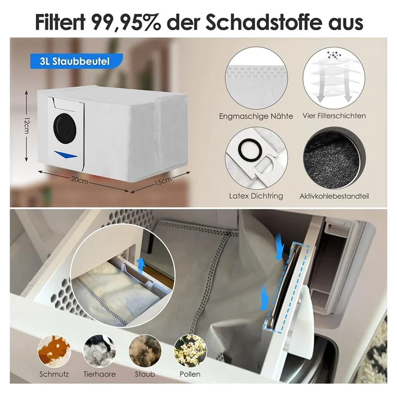 YCOC-Per Ecovacs Deebot X1 OMNI / T10 OMNI Robot Aspirapolvere di Ricambio Sacchetto per la Polvere Filtro HEPA Spazzola Laterale Principale Mop Panno