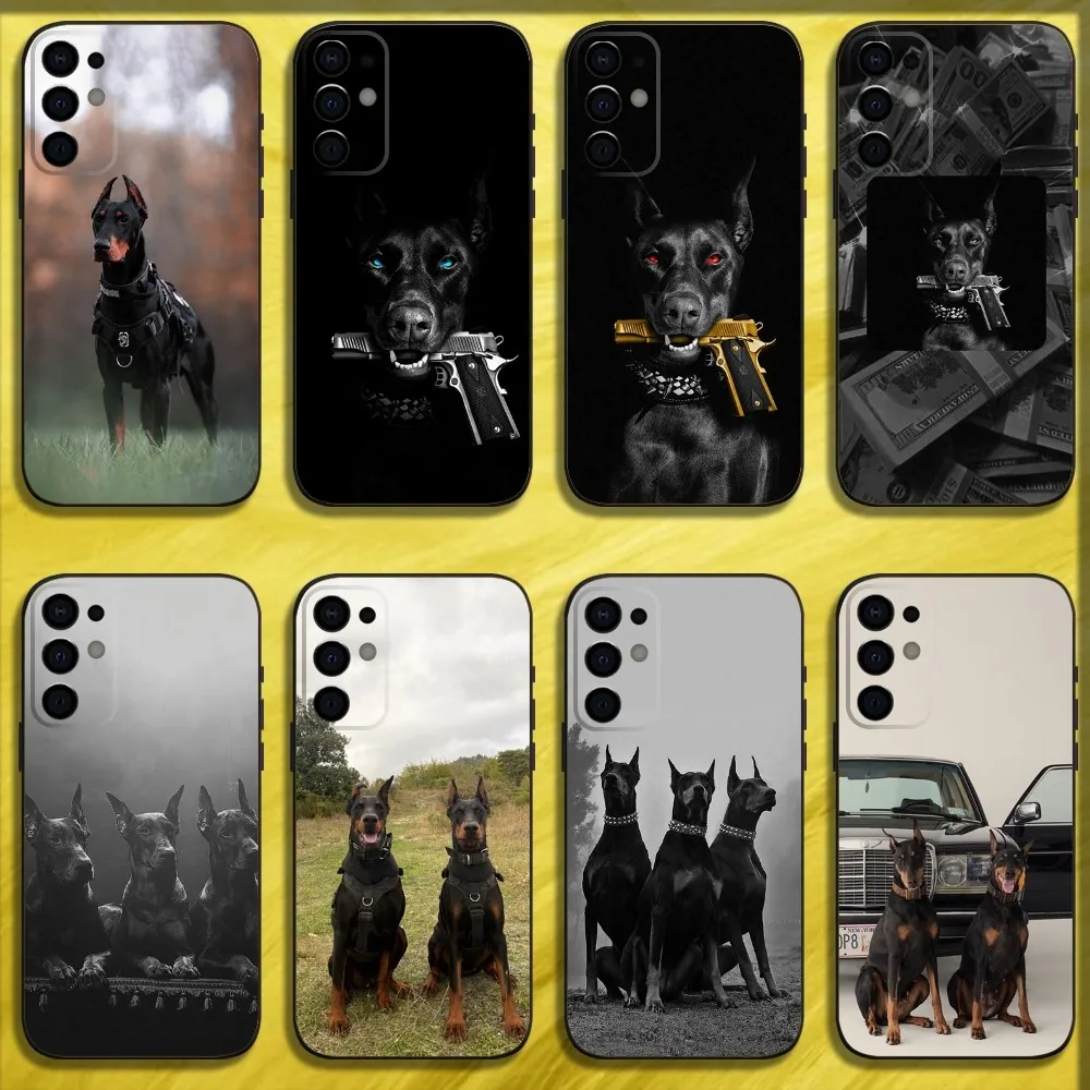 Animal Dachshund Doberman Dog Phone Case For Samsung S24,S21,S22,S23,S30,Ultra,S20,Plus,Fe,Lite,Note,10,9,5G Black Soft Cover