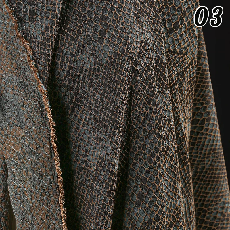 

Luxury Red & Black Plaid Jacquard Fabric with Snake Skin Texture Vintage Washed Finish for Diy Dress Jacket Bag Designer Sewing