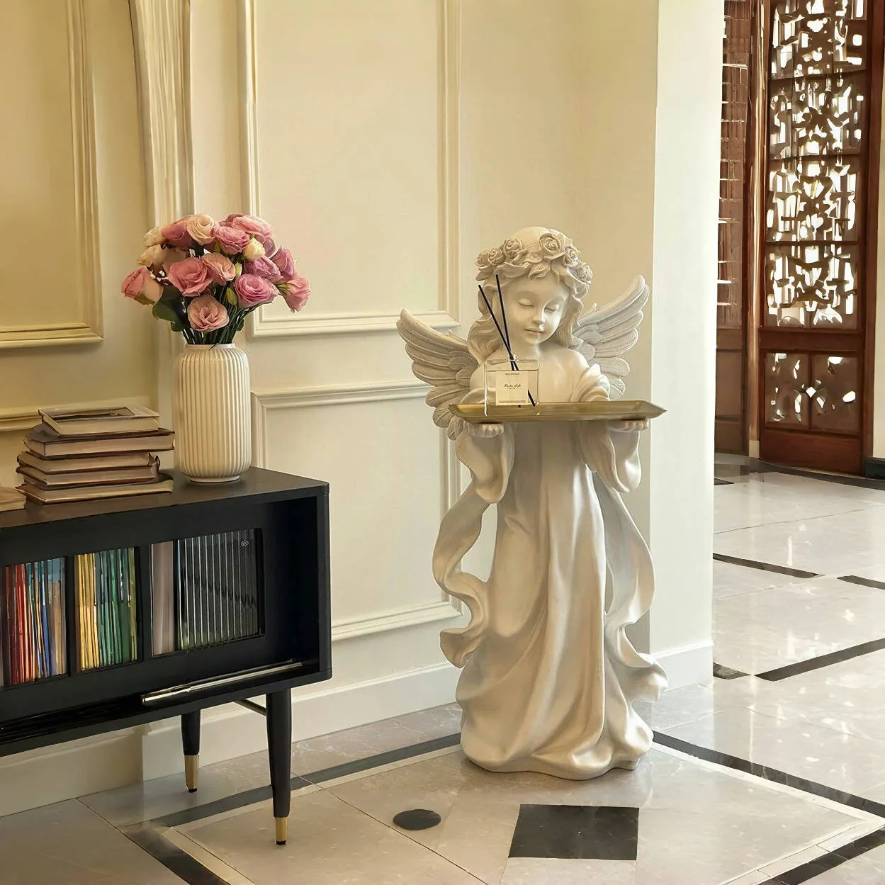 Alice Girl Angel Tray Sculpture Living Room Entrance Key Storage Coffee Table Decorative Ornament Creative