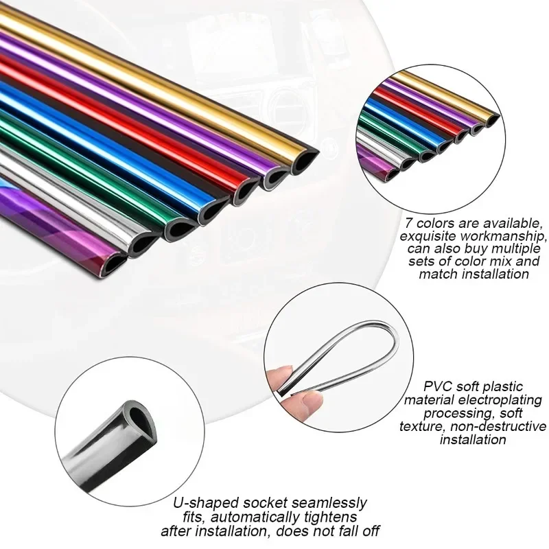 10Pcs Colorful Car Vent Grille DIY Auto Interior Air Conditioner Outlet Chrome Decoration Strip Automobile Styling Decor