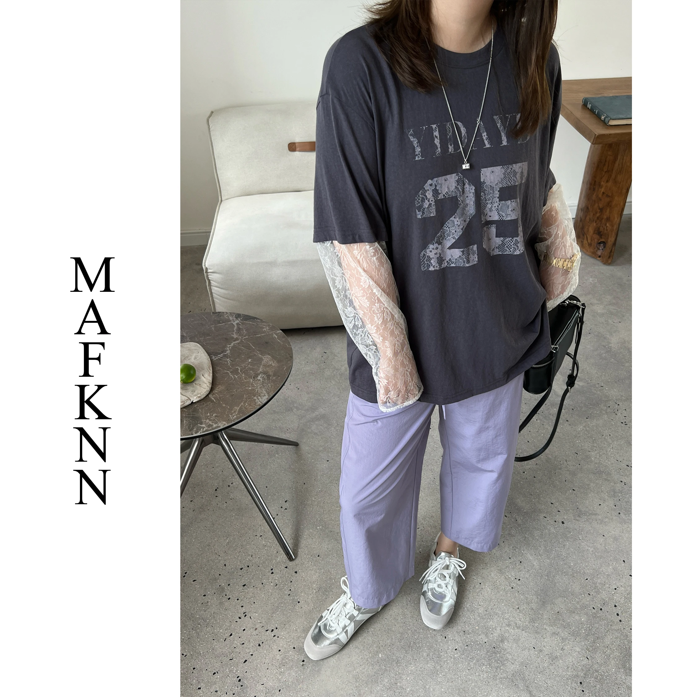 

Женская футболка больших размеров, летняя, с защитой от солнца, свободного кроя, модная, повседневная, с круглым вырезом, с длинными рукавами