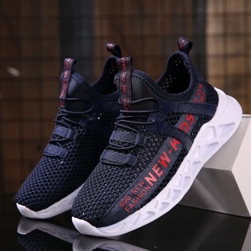 2023 Children Casual Shoes Boys Running Summer Black Air Mesh Footwear Kids Shoes for Girl Light Sock Sneakers Soft Red Spring