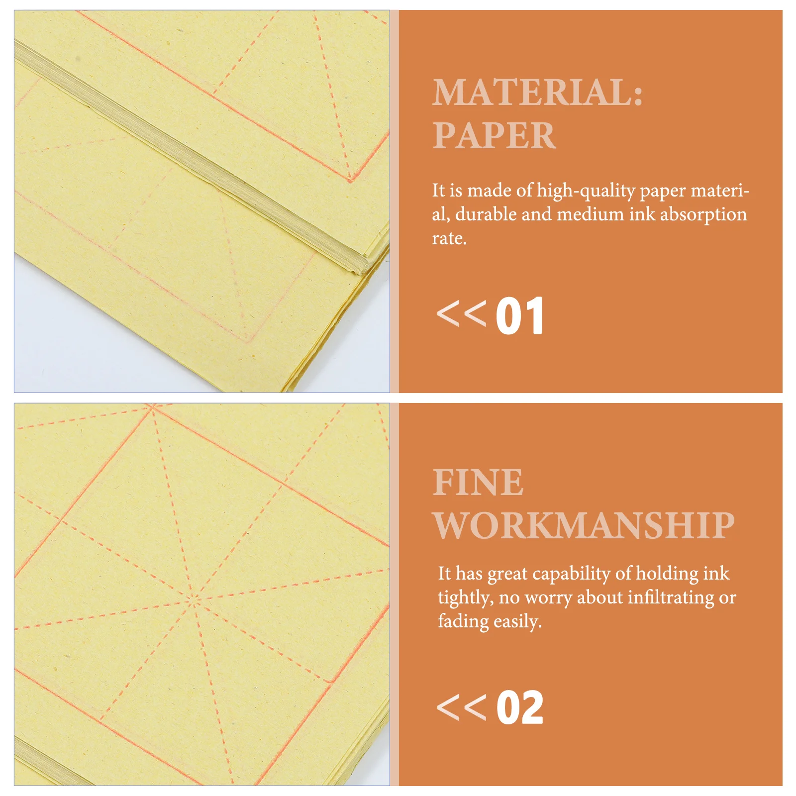 

50Pcs Rice Paper for Chinese Calligraphy Writing Smooth Ink Absorption Adults Practice Papers Traditional Art Sheets