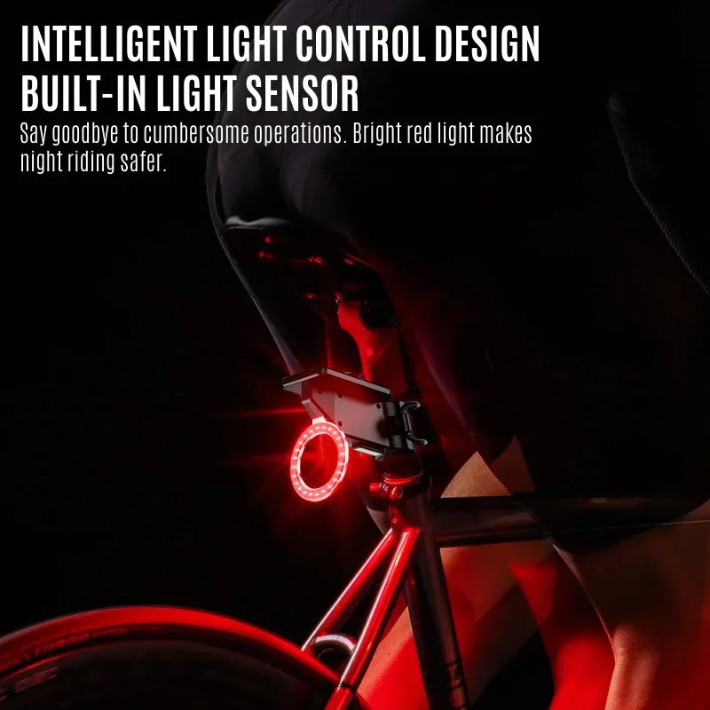 ضوء خلفي للدراجة بالطاقة الشمسية من النوع C، ضوء خلفي للدراجة قابل لإعادة الشحن، تسليط الضوء على الطريق، مصباح خلفي لركوب الدراجات، ملحقات الدراجة