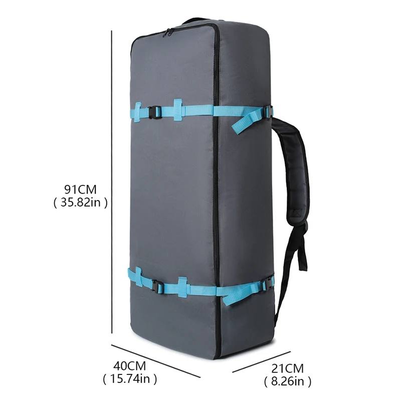Gray Oxford Cloth Paddle Board Backpack with External Reinforced Straps, Inflatable Surfboard Backpack, Portable Kayak Water Sports Equipment Large-Capacity Storage Bag view 4