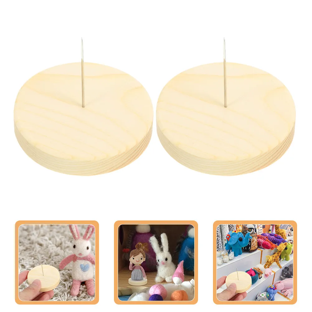 4Pcs Wool Felt Stand Needle Felting Display Holder Wooden Base 1.97in DIY Crochet Figure Support Showcase