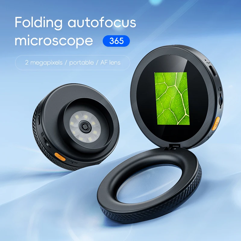 Foldng Autofocus Magnifying Glass 2Inch IPS Screen AF Lens 8LED PC Support 500X HD 1080P Microscope Camera