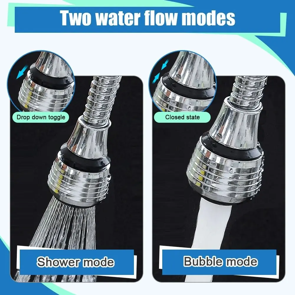 1Set Booster Nozzle Extender 360 Degree Faucet Anti Splash Head Water Saver Rotating Bubbler Universal Dual Mode Filter Nozzle 5