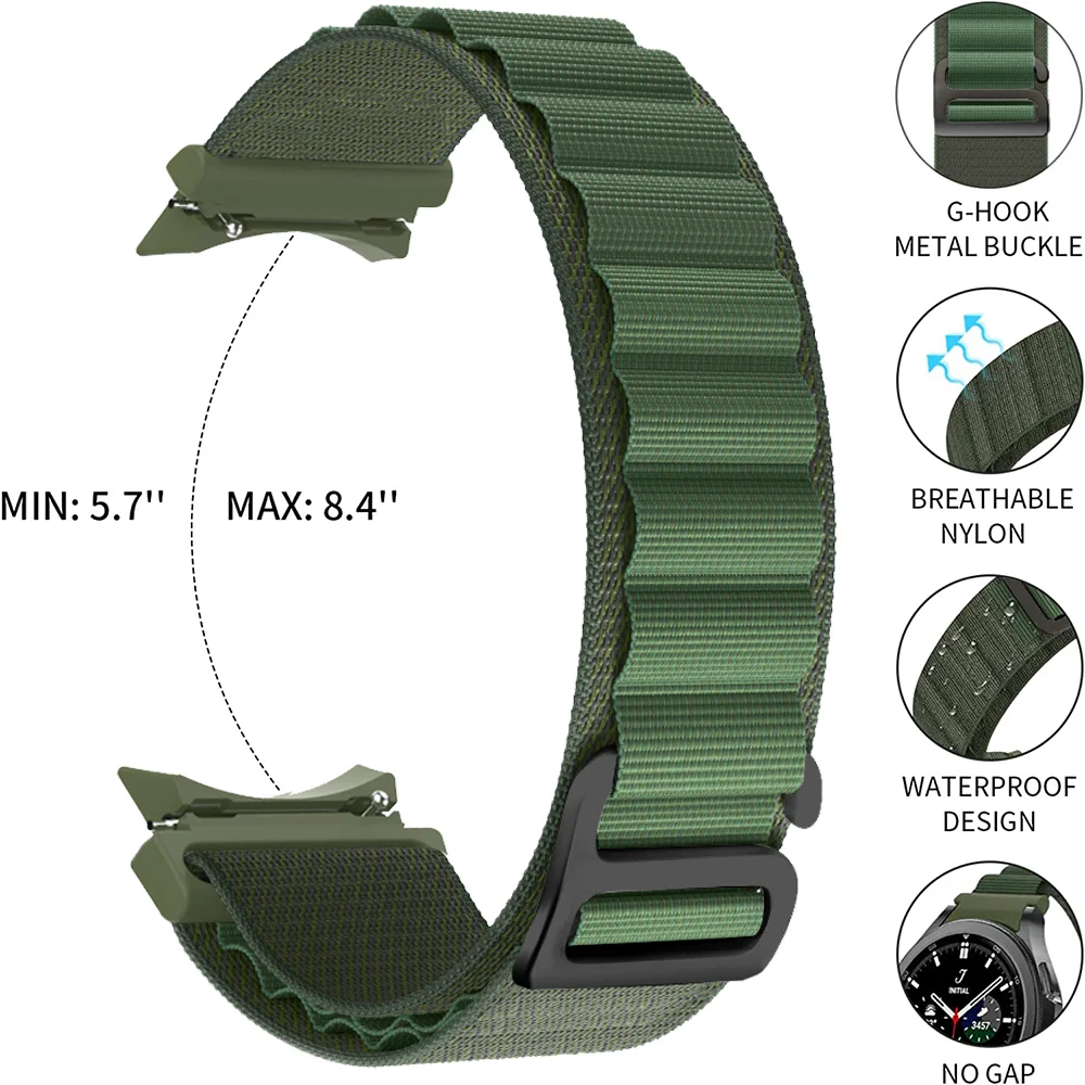 20mm Strap No Gaps for Samsung Galaxy Watch 4 5 6 7 44mm 40mm Classic 42/46mm 43/47mm 5 Pro Nylon Band Breathable Sport Bracelet