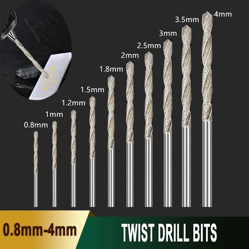 

Алмазное спиральное сверло 0,8/1/1,2/1,5/1,8/2,5/3/3,5/4 мм, спиральные сверла с покрытием из быстрорежущей стали, инструмент для сверления ювелирных изделий из стекла, агата