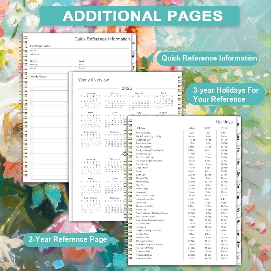 20252026 مخطط أكاديمي 8.5 بوصة × 11 بوصة يوليو 2025 يونيو 2026 غلاف ورقي سميك أسبوعي وشهري 12 علامة تبويب شهرية TwinWire Bind #6