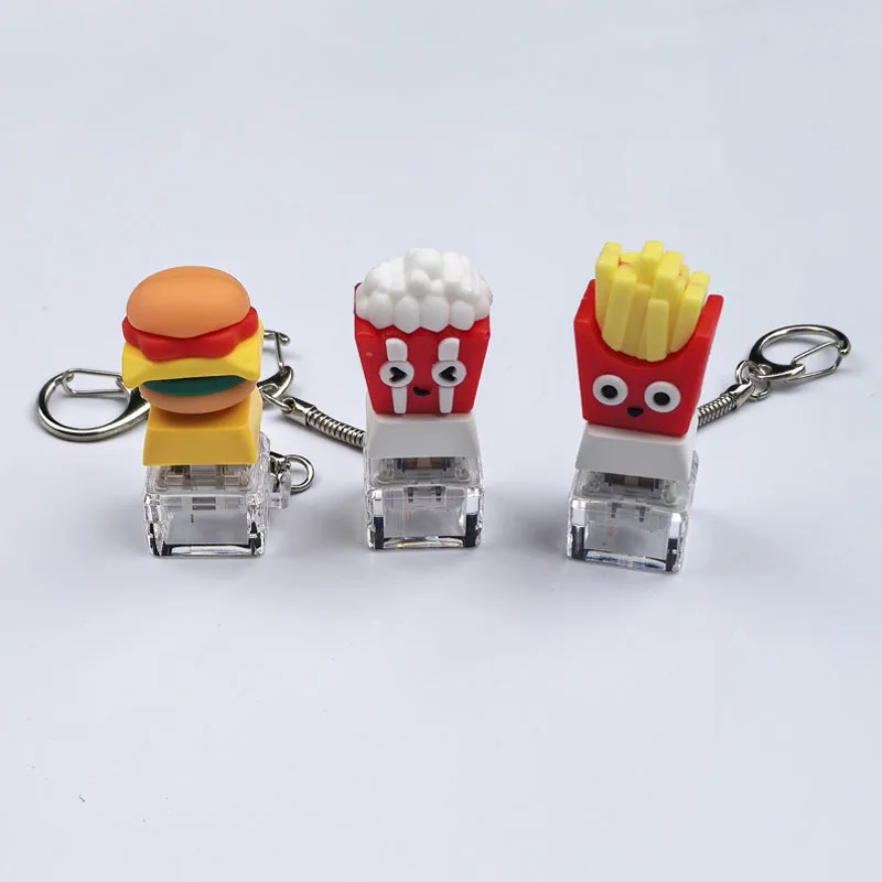 New Hamburg Keyboard Keychain Fidget Clicker Key Chain Fidget Toy Ice Cream Keycap Toys Stress Relief Gifts YSL64