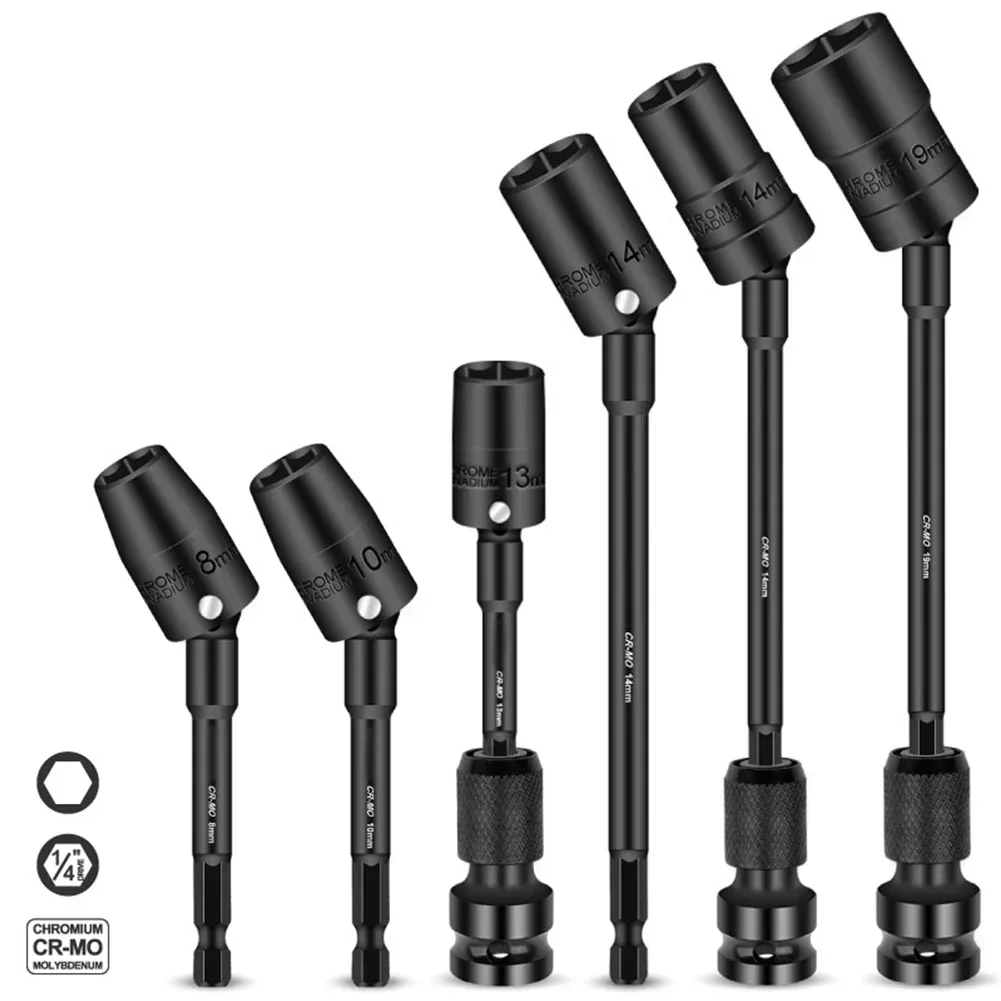 1Pc 150mm Hex Socket 360 Degree Rotatable H8-H19 Head Adapter For Electric Impact Driver Socket Wrench Power Tools Accessories