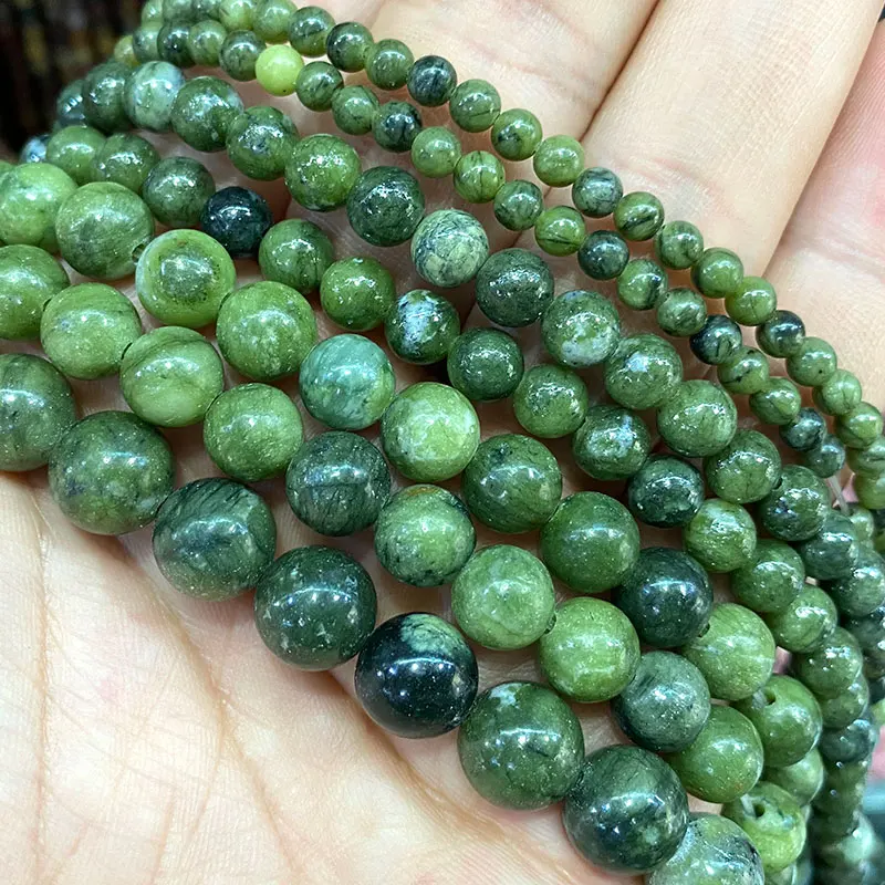 Wholesale Natural Stone Green Southern Jades Round Spacer Beads for Jewelry Making Diy Women Bracelet Necklace 4 6 8 10 12mm