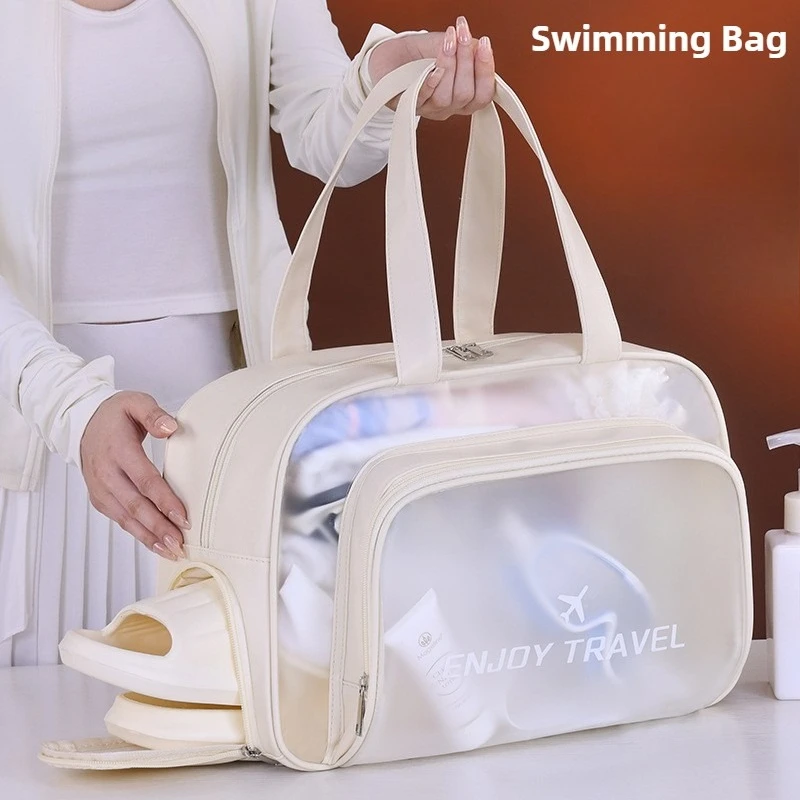 

1 шт., большая вместительная сумка для плавания с отделением для сухого и влажного плавания с полкой для обуви, идеально подходящая для путешествий, спортзала, ванной, одежды, косметики, сумка для хранения
