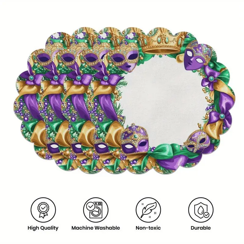 VIKAMA Wave Lace Carnival Mask Crown Wreath Meal Mat Insulation Table Mat Party Festival Plate Mat Dining Table Decoration
