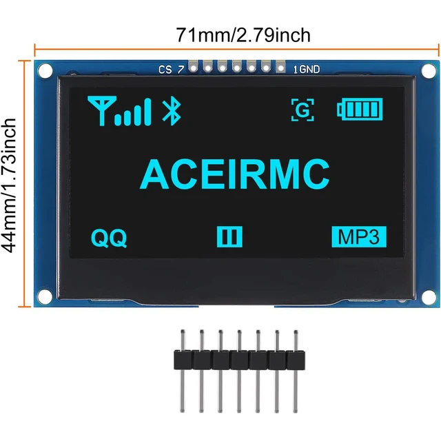 2.4 "2.42 cala 128x64 OLED moduł wyświetlacza LCD SSD1309 12864 7-pinowy interfejs szeregowy SPI/IIC I2C dla Arduino UNO R3 C51