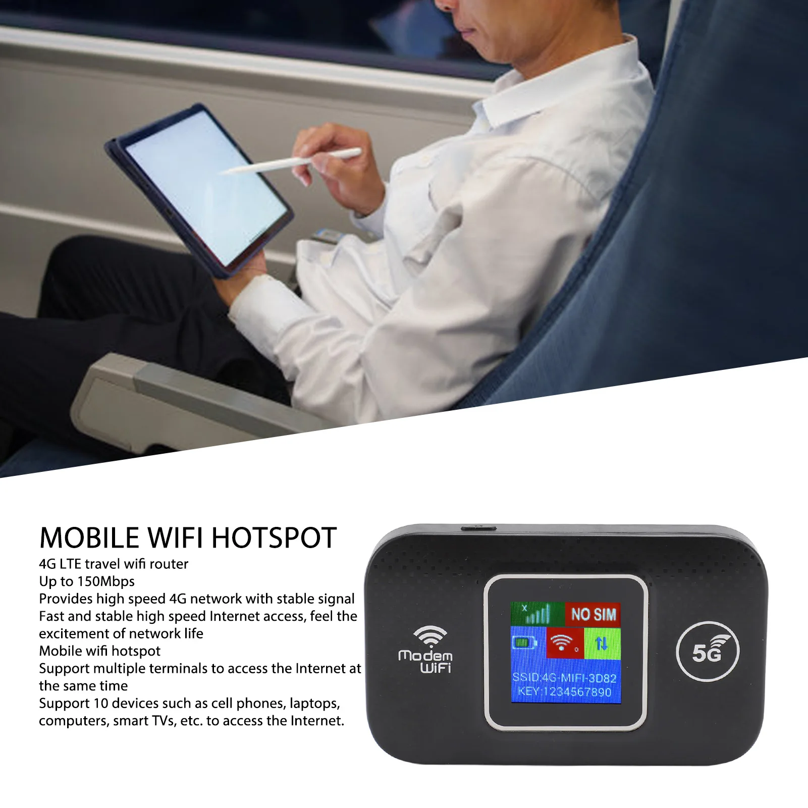 4G LTE Mobile WiFi Hotspot Color Screen 150Mbps Wireless Internet Router Devices Portable WiFi Router for European