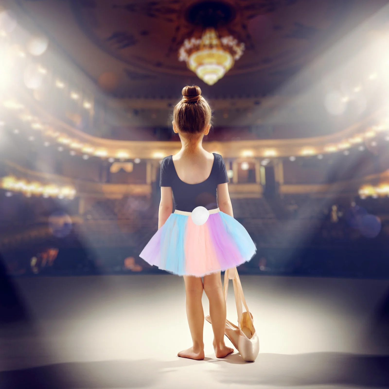 

1Set Colorful Gauze Skirt Easter Party Costume Rabbit Hair Tie Tail Elastic Waist Birthday Dress-Up