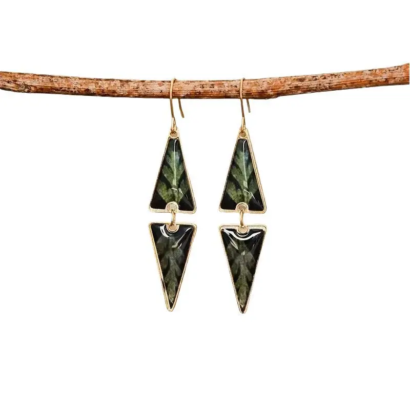 Vintage Geometric Triangle Pendant Charm Earrings for Stylish Women